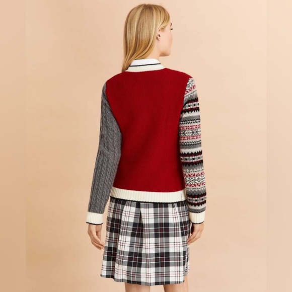 Brooks Brothers Red Fleece Cable Knit XS Christmas Merino Wool Cardigan Sweater - Picture 2 of 11
